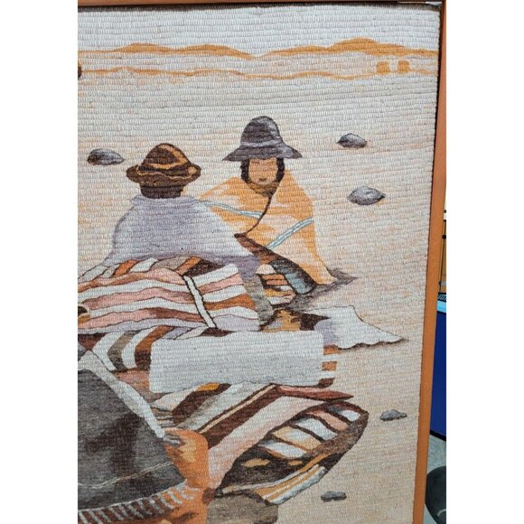 VTG Mid Century Peruvian Folk Woven Wall Tapestry Cultural Art Women Peru Hangin - Picture 4 of 7